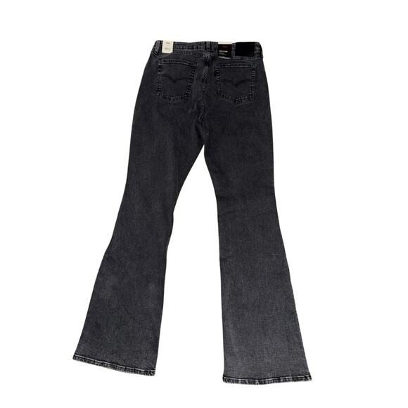 NEW LEVI’S HIGH RISE FLARE GREY BLACK STRETCH DENIM JEANS SZ 33x34 - Picture 4 of 14